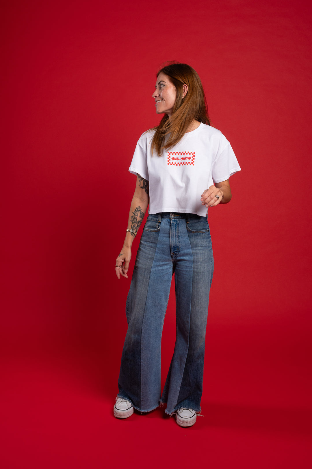 Babes Red/White Chex Crop