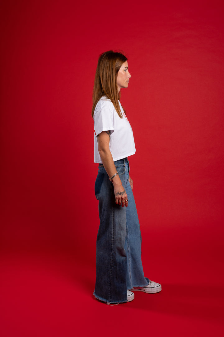 Babes Red/White Chex Crop