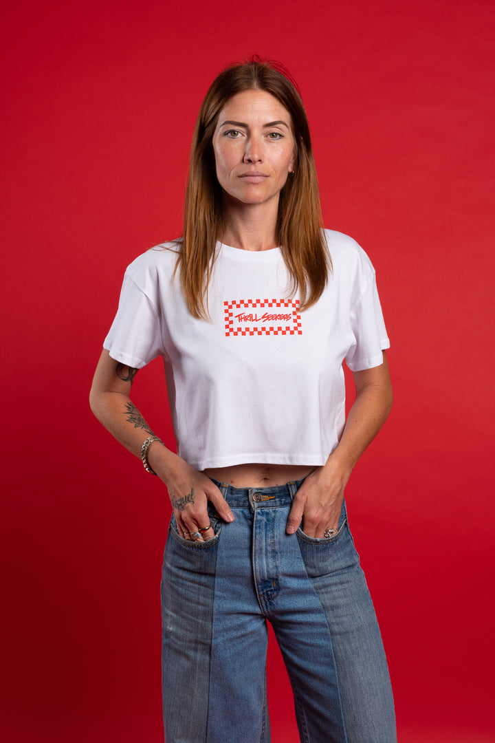 Babes Red/White Chex Crop