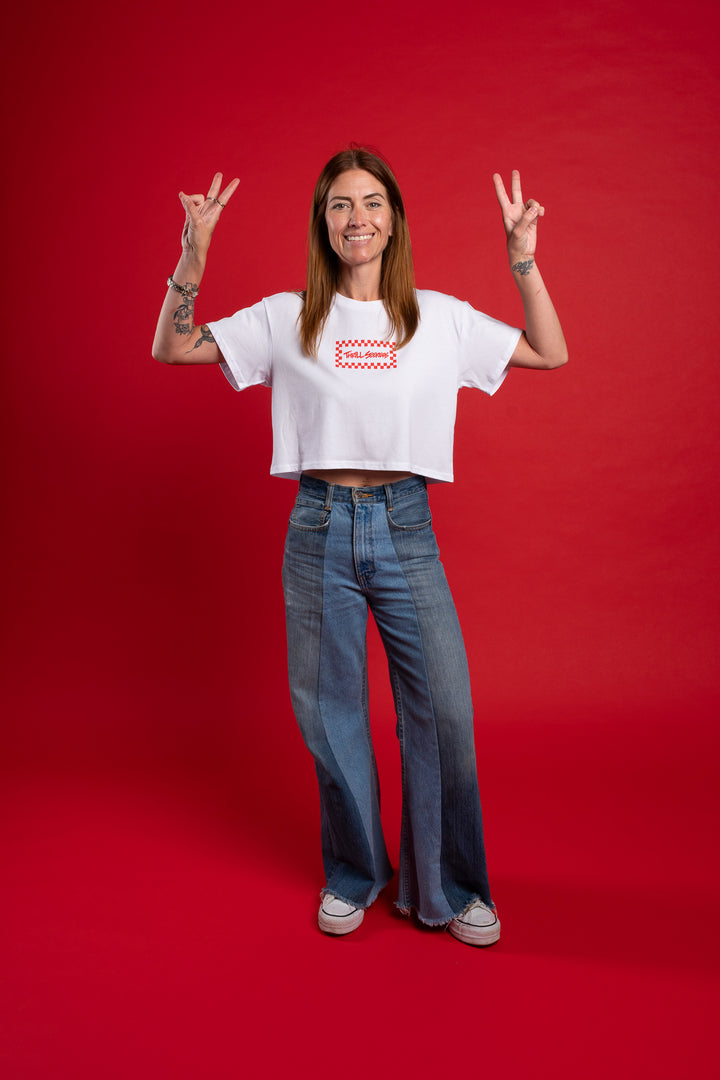 Babes Red/White Chex Crop