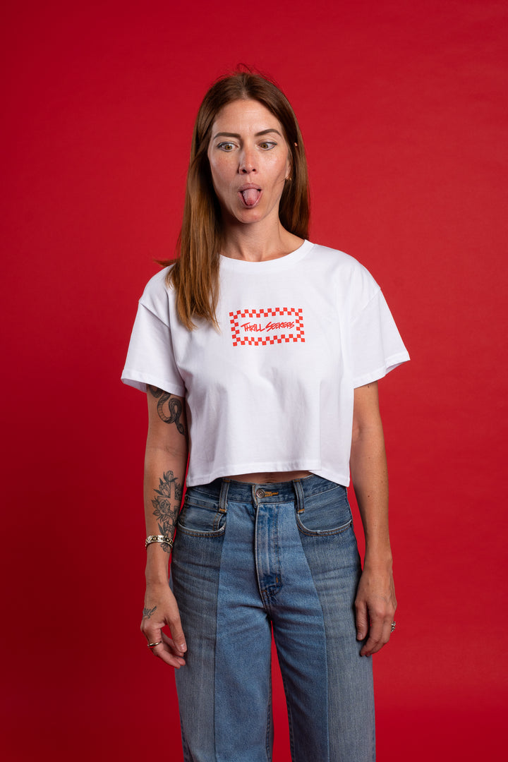 Babes Red/White Chex Crop