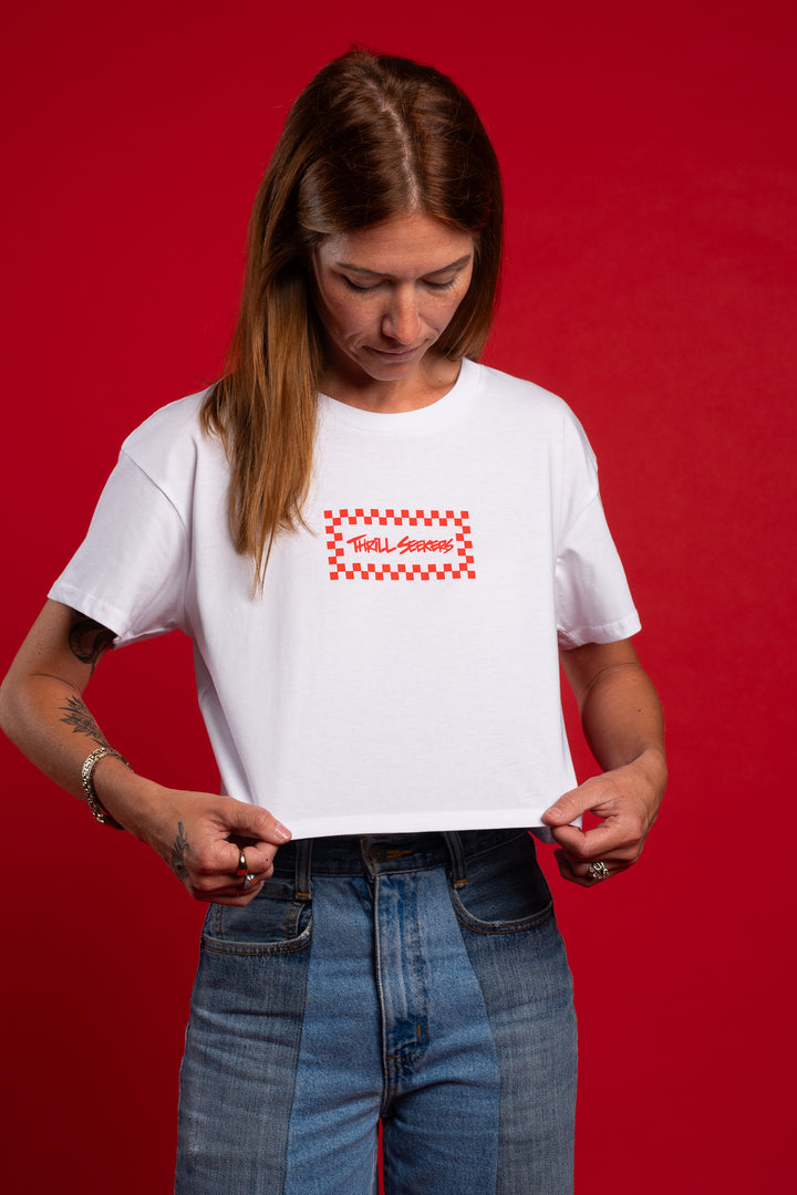 Babes Red/White Chex Crop