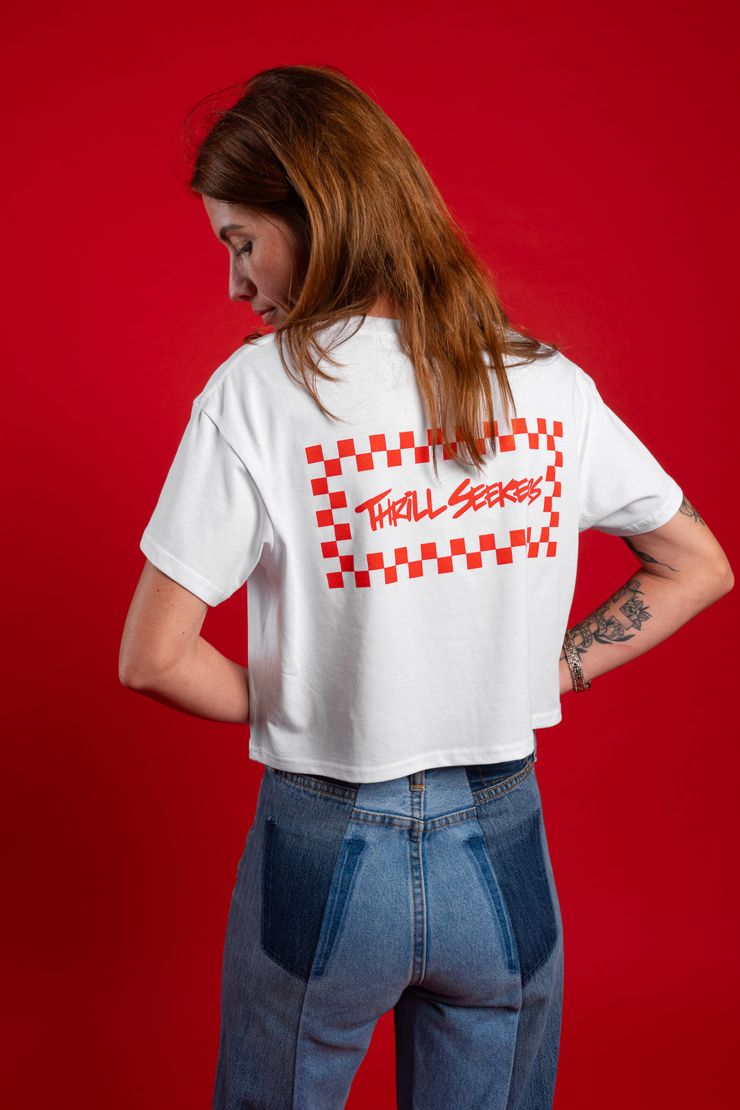 Babes Red/White Chex Crop