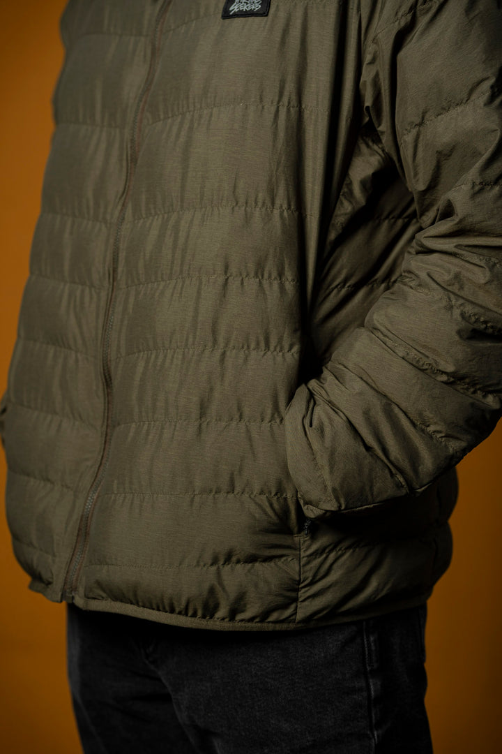 Hooded Packable Puffer Jacket - Olive