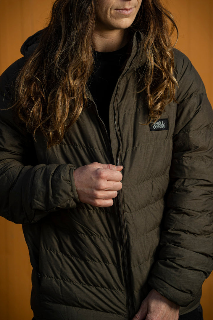 Hooded Packable Puffer Jacket - Olive