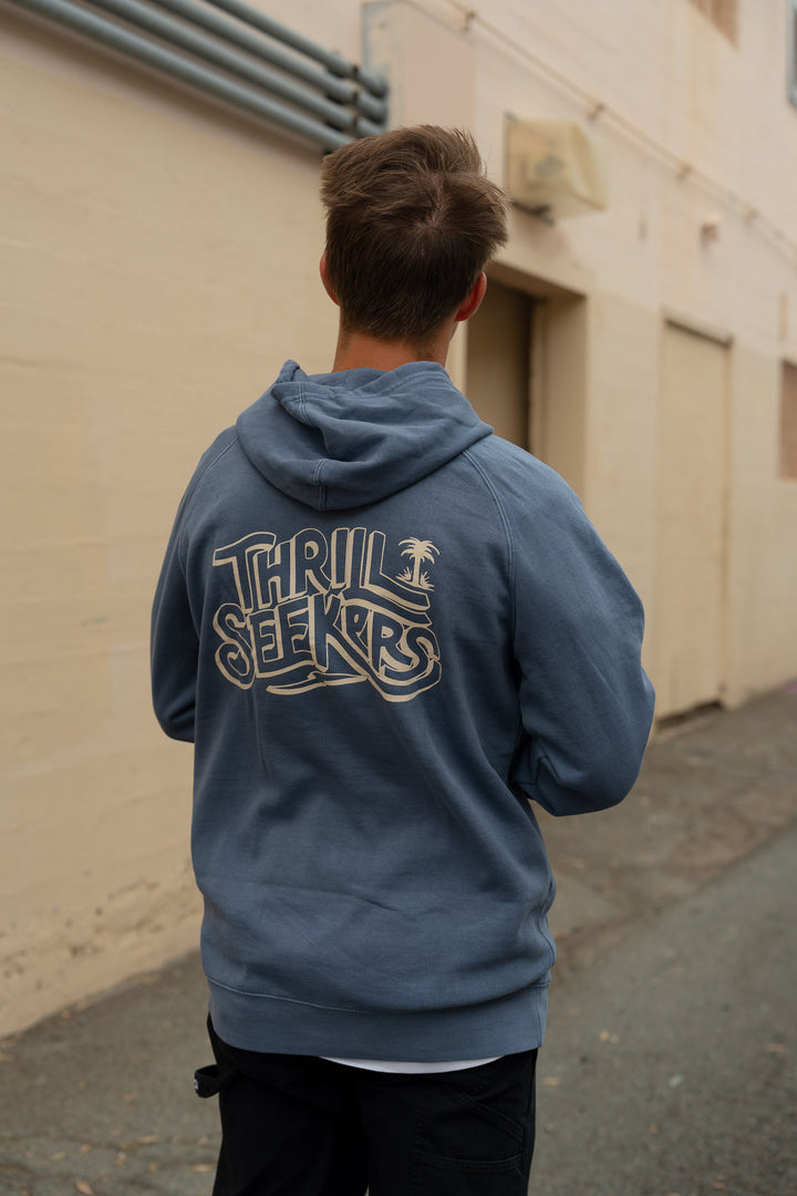Thrill Seekers Coaster Pullover Hoodie Faded Blue
