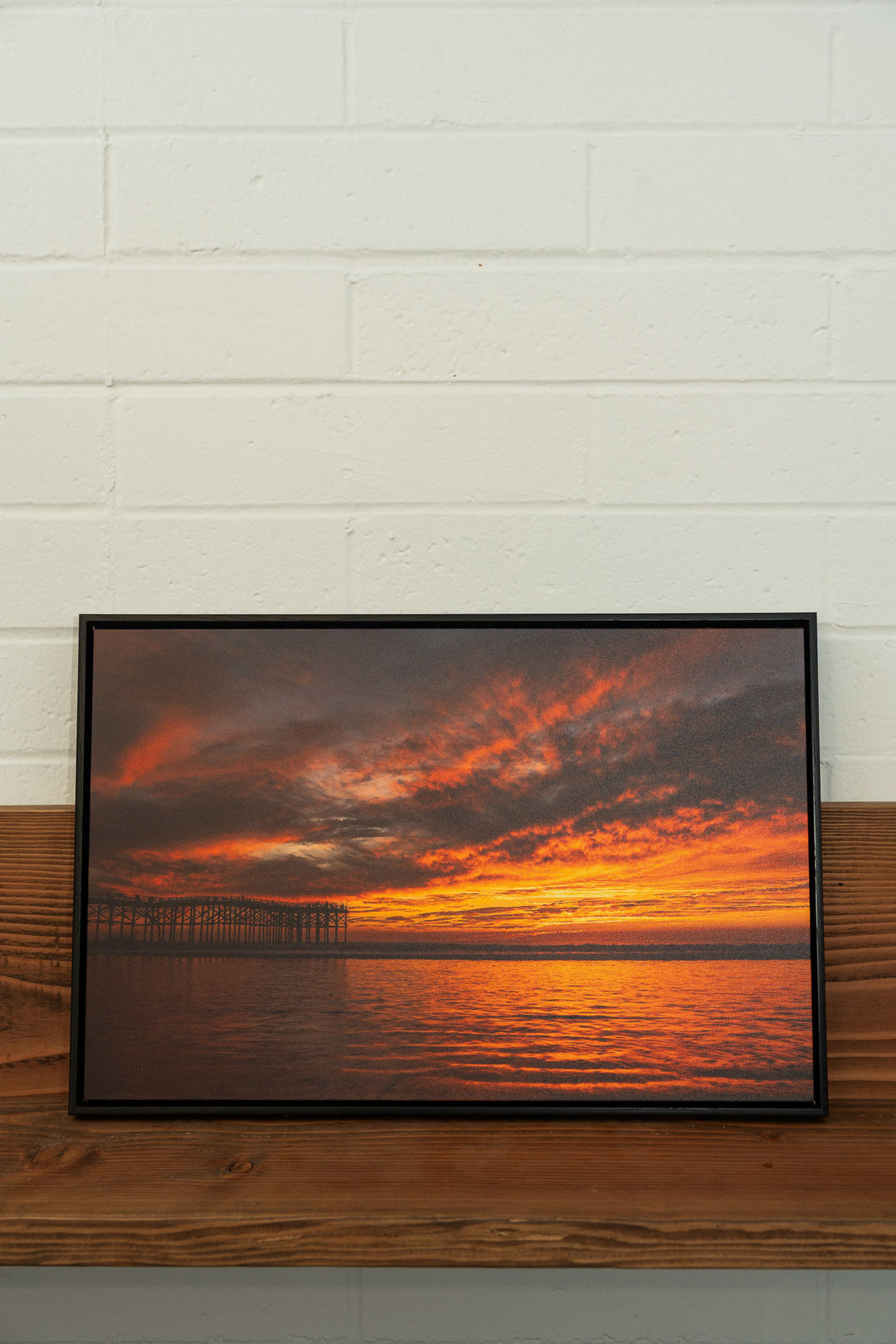Crystal Pier Sunset Framed Canvas - 16x24