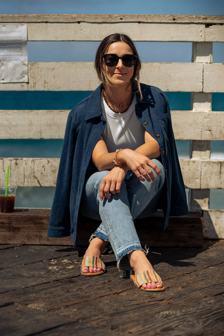 Babes Navy Cord Button Up