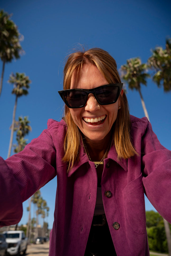 Babes Purple Cord Button Up