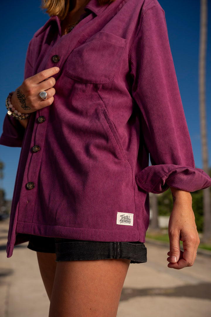 Babes Purple Cord Button Up