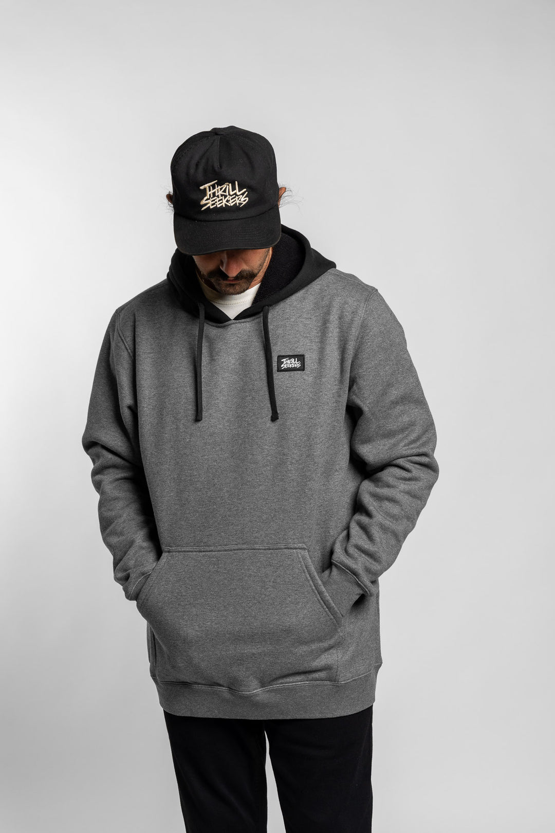 Label Hoodie - Charcoal/Black