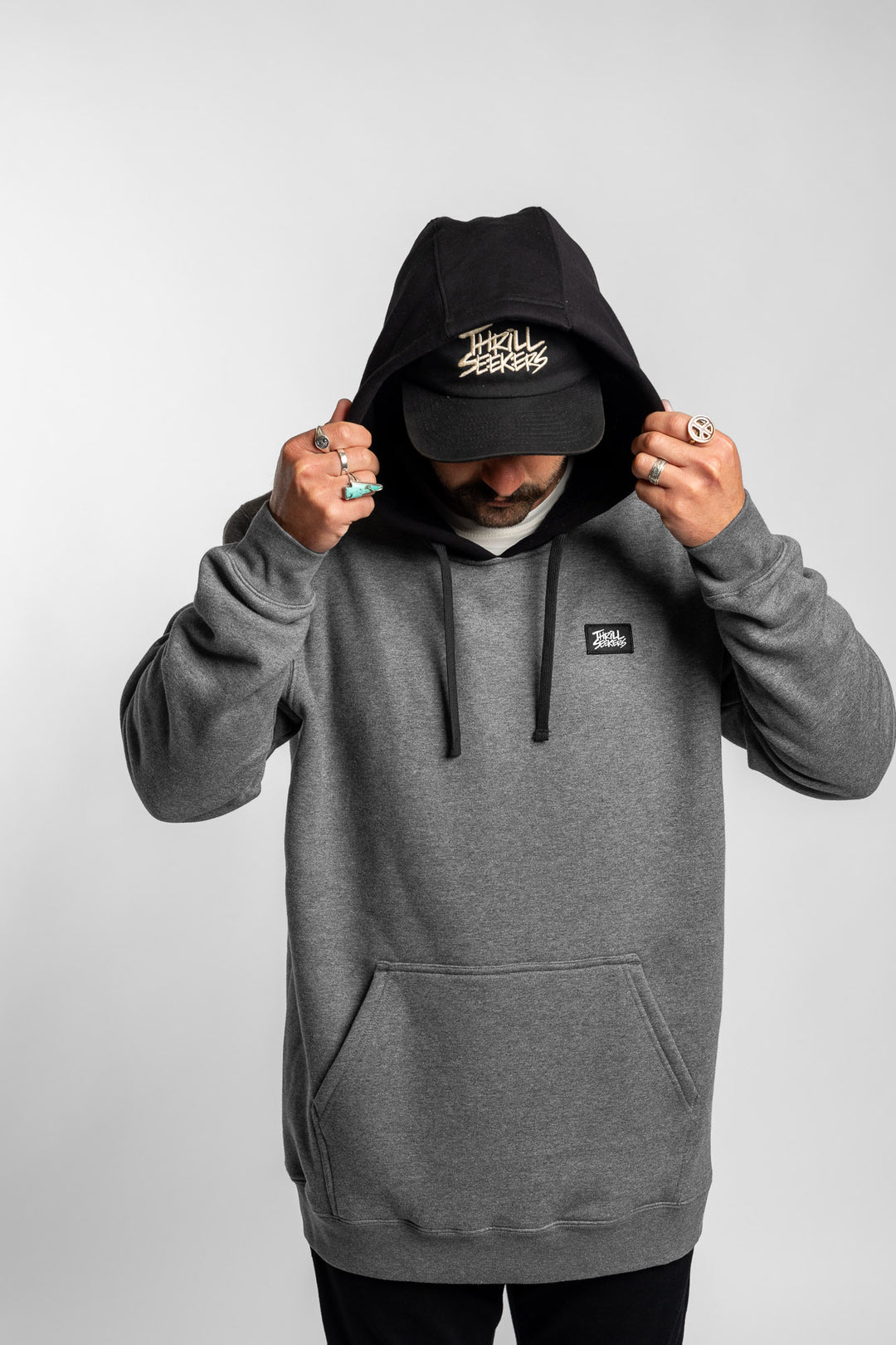 Label Hoodie - Charcoal/Black
