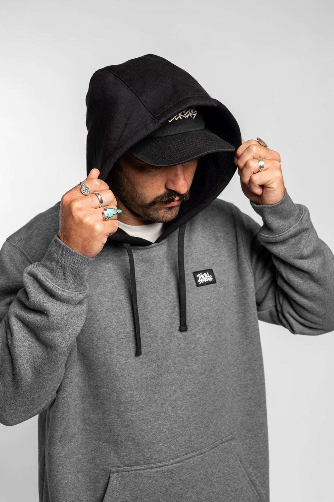 Label Hoodie - Charcoal/Black